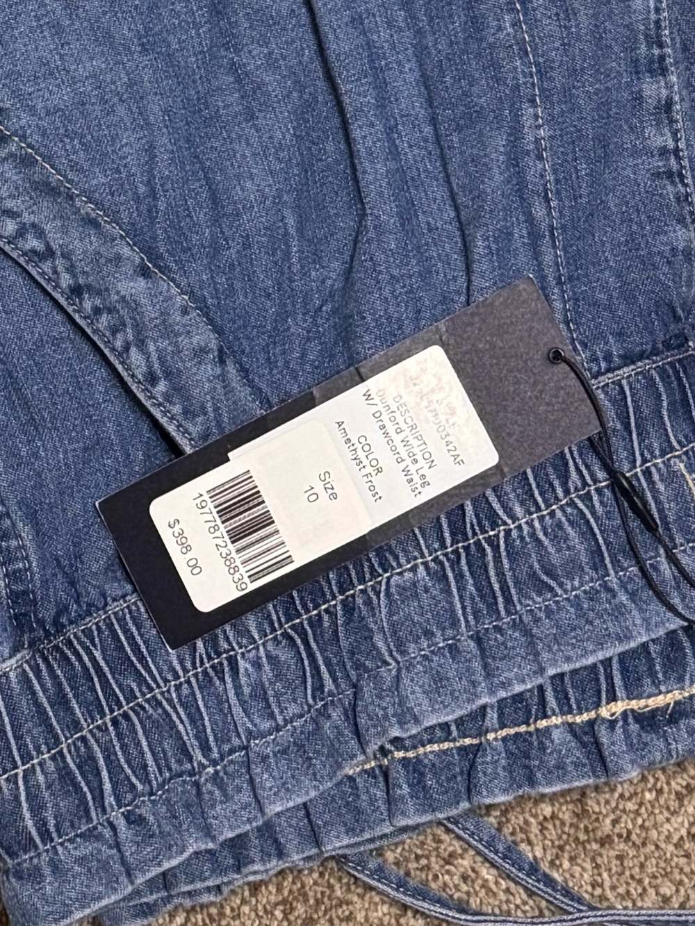 Veronica Beard Dunford High Rise Wide Leg Drawstring Jeans - Blue - Picture 9 of 9